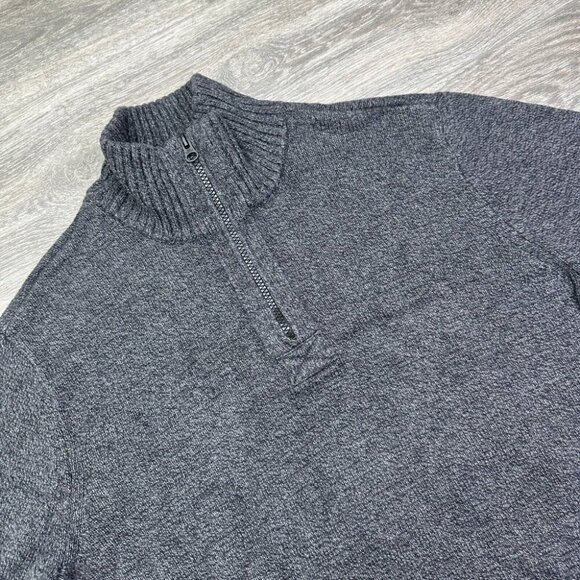 American Eagle Seriously Soft Quarter Zip Sweater Mens Large Tall LT Gray Ribbed - Picture 4 of 14